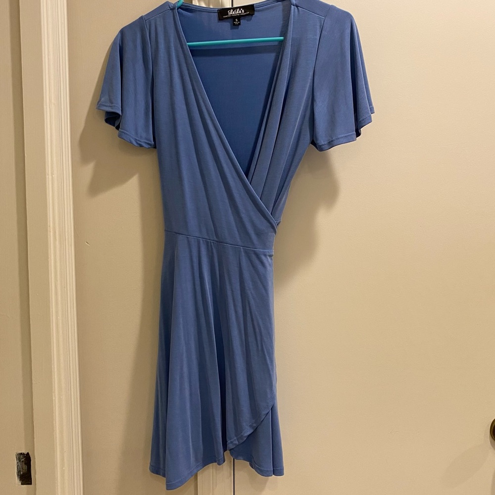 Lulu’s Here To Flirt Periwinkle Blue Wrap Dress